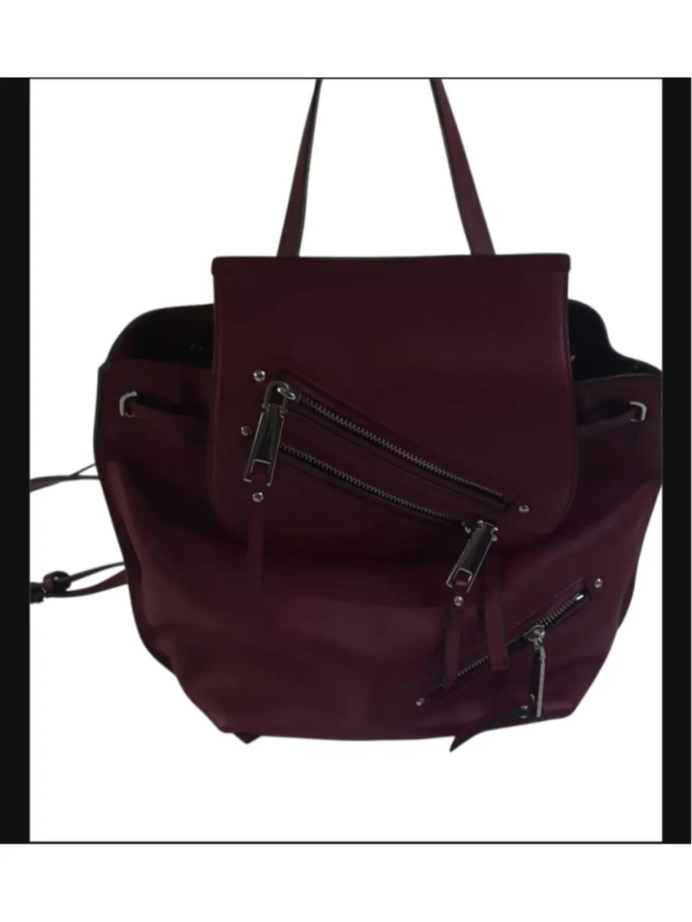 Marc Jacobs New York Zip Burgundy/Bordeaux Leather Backpack Women's EUC